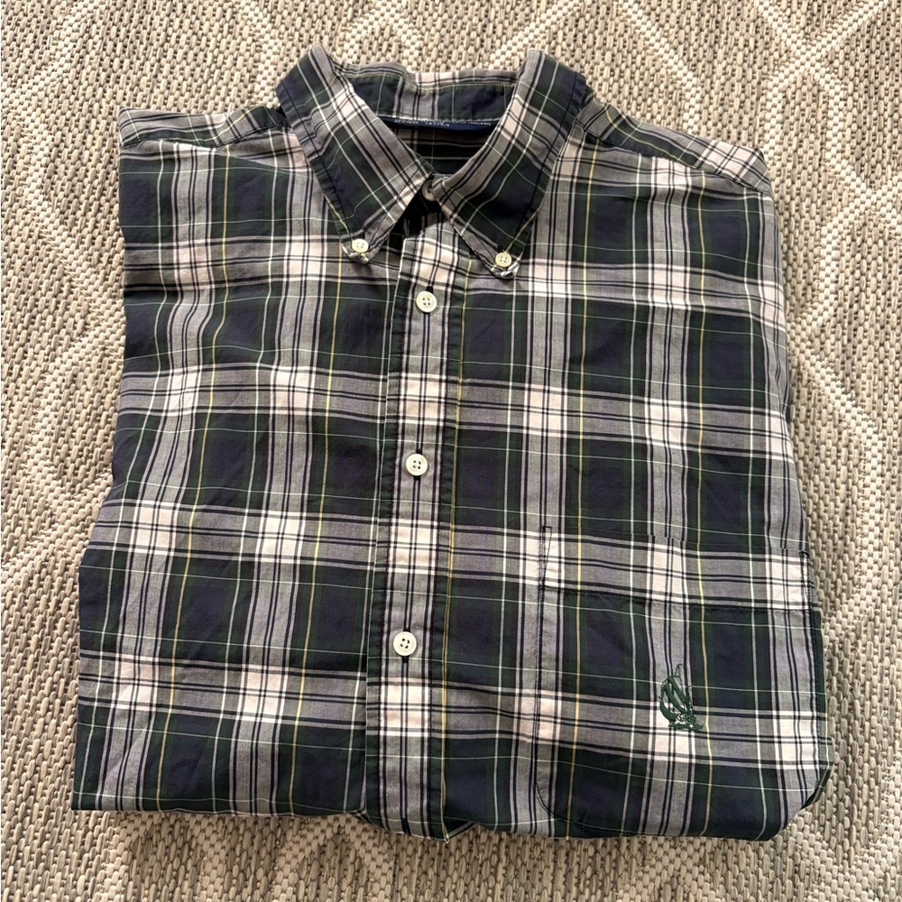 Nautica Green and White Casual Button Down Shirt